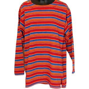 Vintage Lizwear mutlicolor striped cotton top long sleeve shirt SZ medium